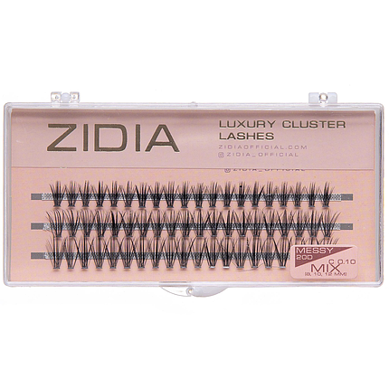 Накладні вії пучкові ZIDIA Cluster lashes 20D MESSY C 0,10 Mix (3 ряди, розмір 8, 10, 12 мм), фото 1