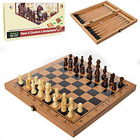 Настільна гра Шахи 3в1 BK Toys шашки, нарди, матеріал дерево, B3116
