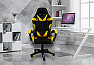 Крісло геймерське розкладне B 810 з системою гойдання TILT геймерський стілець комп'ютерний з 2 подушками жовтий, фото 2