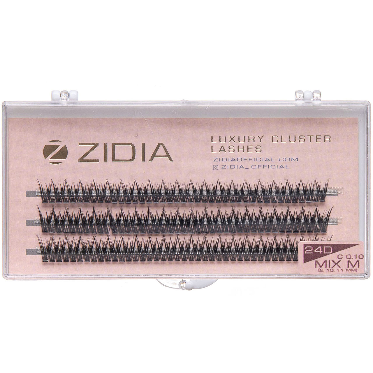 Накладні вії пучкові ZIDIA Cluster lashes fish tail 24D C 0,10 Mix M (3 ряди, розмір 9, 10, 11 мм)
