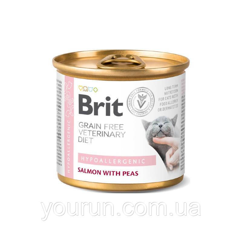 Brit VetDiets Cat Hypoallergenic -Вологий корм для кішок з дерматологічними захворюваннями та жкр 200гр, фото 1