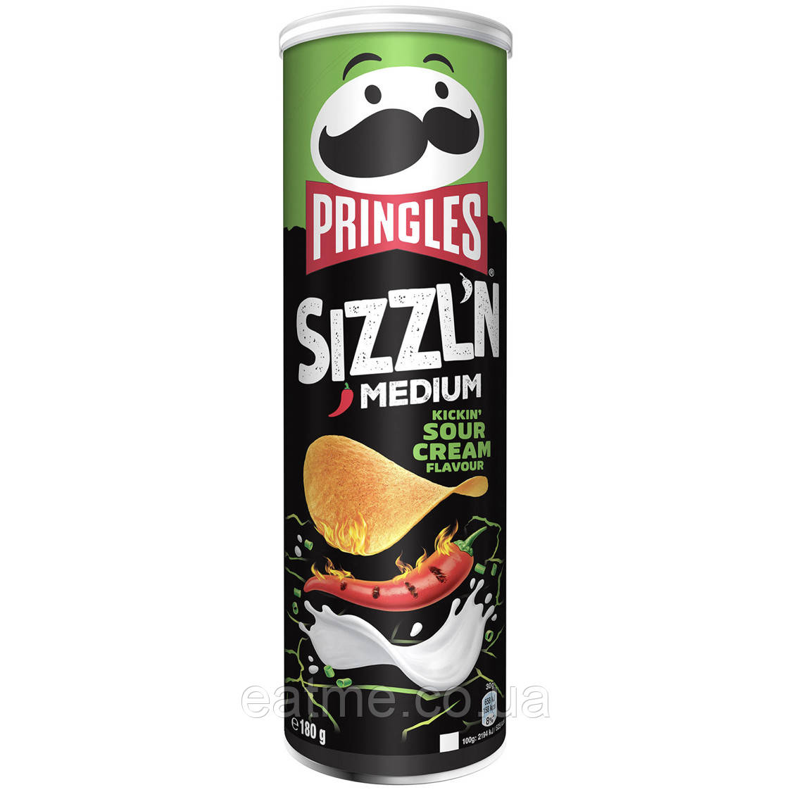 Pringles Sizzl'n Medium Kickin' Sour Cream Сметана з перцем Чилі 160g