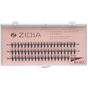 Накладні вії пучкові ZIDIA Cluster lashes 16D KIM C 0,10 (3 ряди, розмір 9 мм), чорні