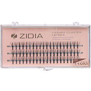 Накладні вії пучкові ZIDIA Cluster lashes 16D KIM C 0,10 (3 ряди, розмір 11 мм), чорні