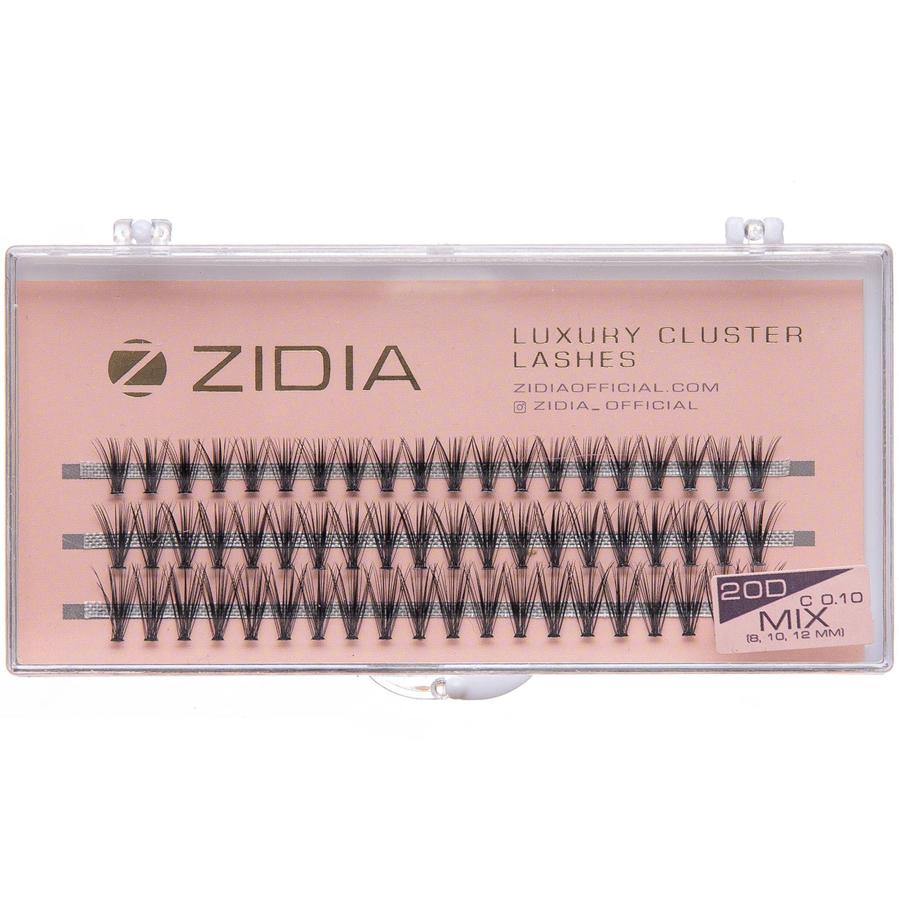Накладні вії пучкові ZIDIA Cluster lashes 20D C 0,10 Mix (3 ряди, розмір 8, 10, 12 мм), чорні