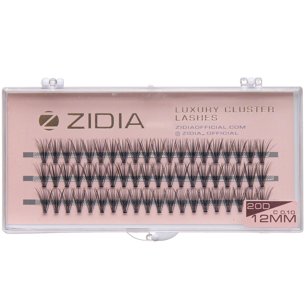Накладні вії пучкові ZIDIA Cluster lashes 20D C 0,10 (3 ряди, розмір 12 мм), чорні