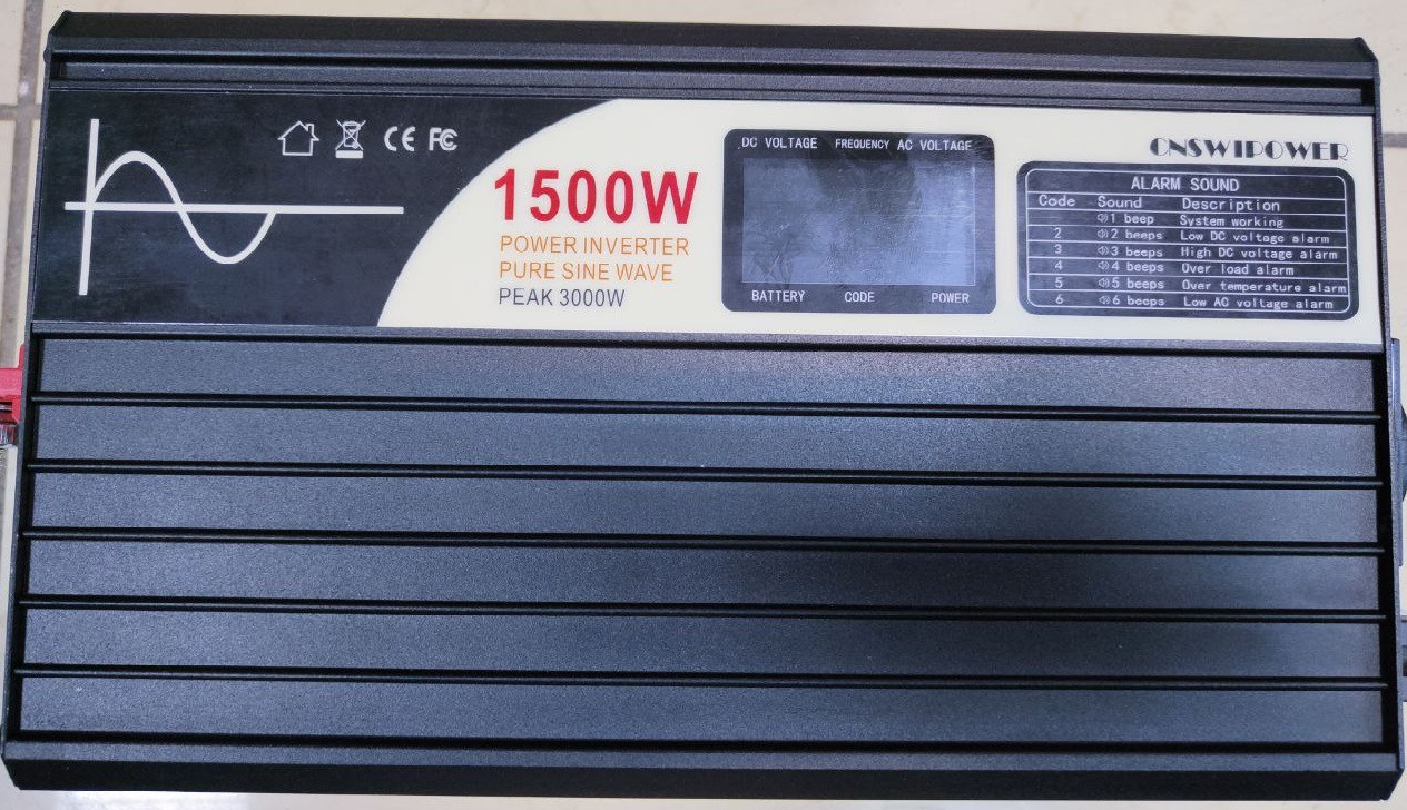 Инвертор напряжения SWIPOWER з правильной синусоидой 1500 Вт 12/220V 1 універсальна розетка
