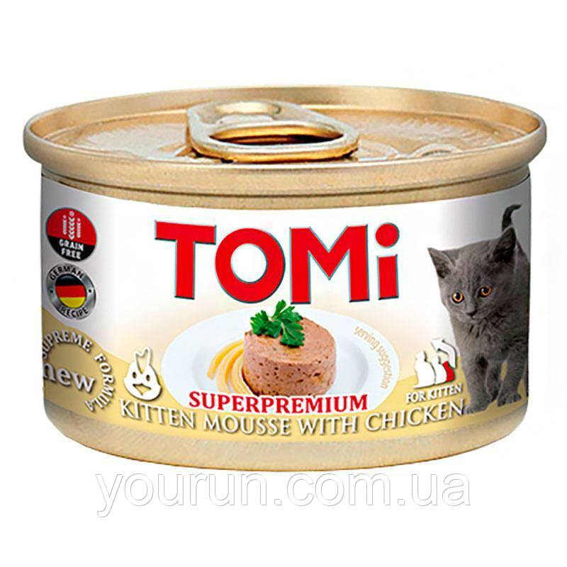 Tomi (Томи) For Kitten with Chicken - Вологий корм для кошенят (курка), мус 85гр, фото 1
