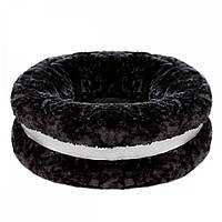 Лежанка для собак и кошек круглая Is Pet Oreo fleece bed черного цвета круглая в миде орео
