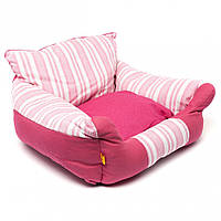 Лежанка джинсова для собак і кішок Lovable Dog "Stripe bed" рожевого кольору зі смугами
