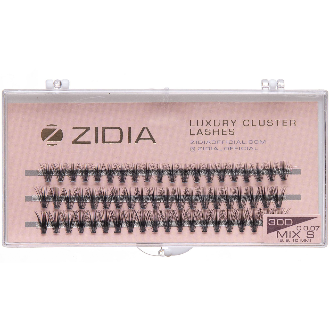 Накладні вії пучкові ZIDIA Cluster lashes 30D C 0,07 Mix S (3 ряди, розмір 8, 9, 10 мм), чорні