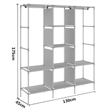 Складна тканинна шафа Storage Wardrobe (130х45х175 см) 88130 на 3 секції, коричневий, фото 2