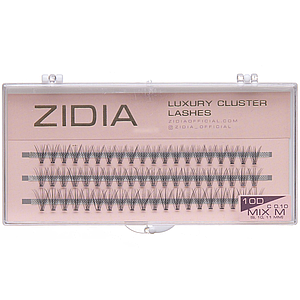 Накладні вії пучкові ZIDIA Cluster lashes 10D C 0,10 Mix M (3 ряди, розмір 9, 10, 11 мм), чорні