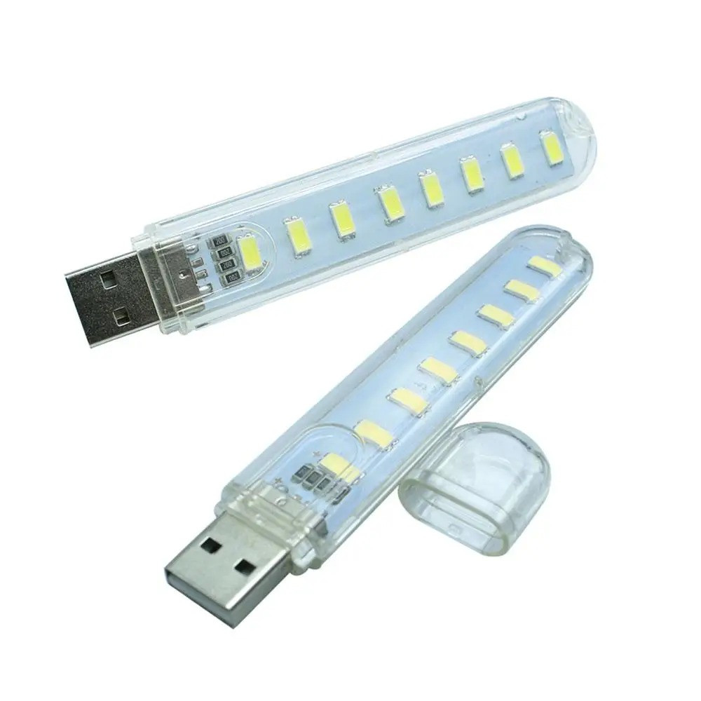 Ліхтарик міні, односторонній, на 8 світлодіодів, USB лампа, LED світильник, фото 1