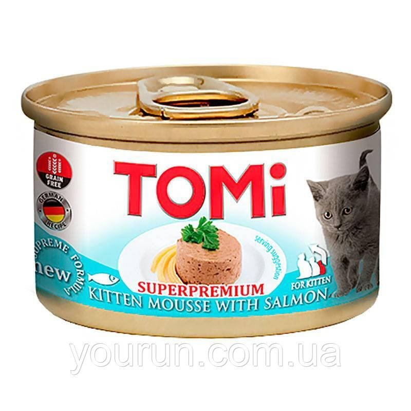 Tomi (Томи) Kitten with Salmon –Вологий корм для кошенят (лосось), мус 85гр, фото 1