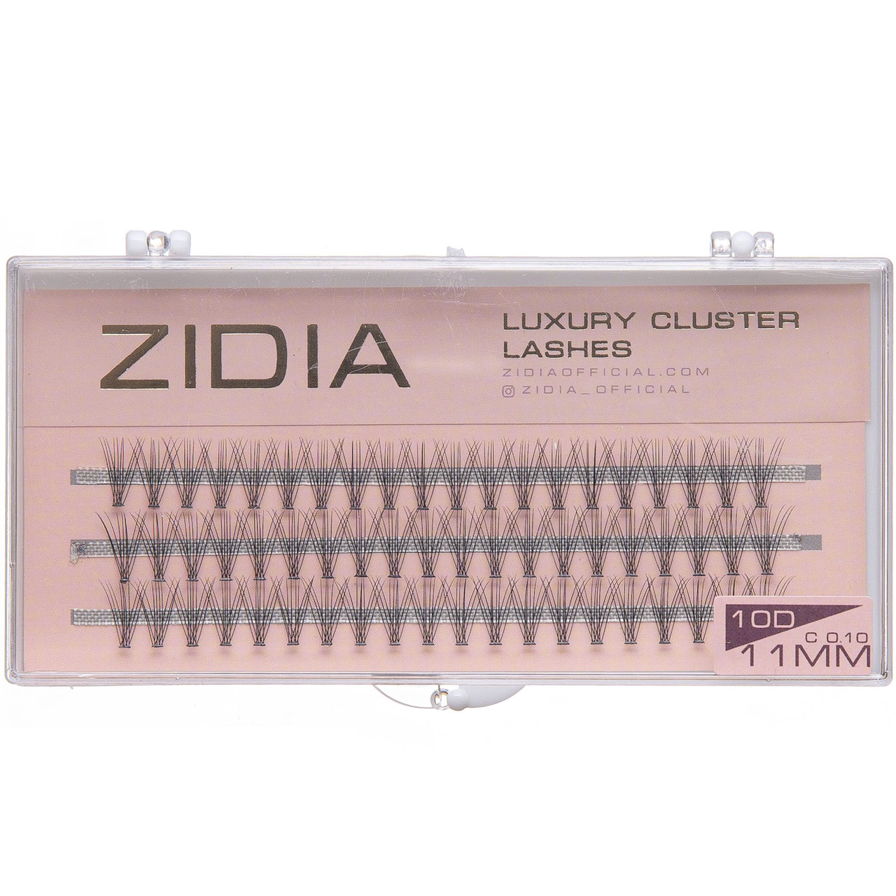 Накладні вії пучкові ZIDIA Cluster lashes 10D C 0,10 (3 ряди, розмір 11 мм), чорні