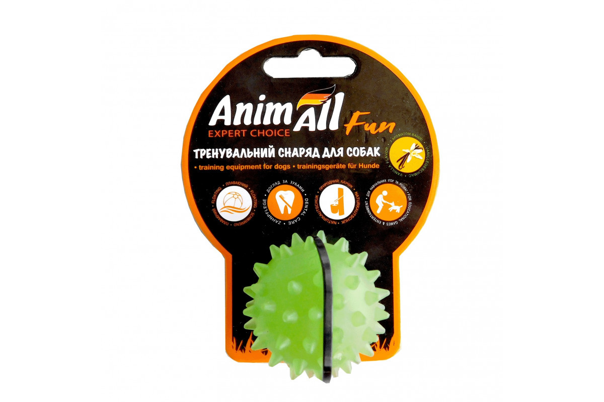Іграшка AnimAll Fun м'яч каштан для собак, 5 см, зелена