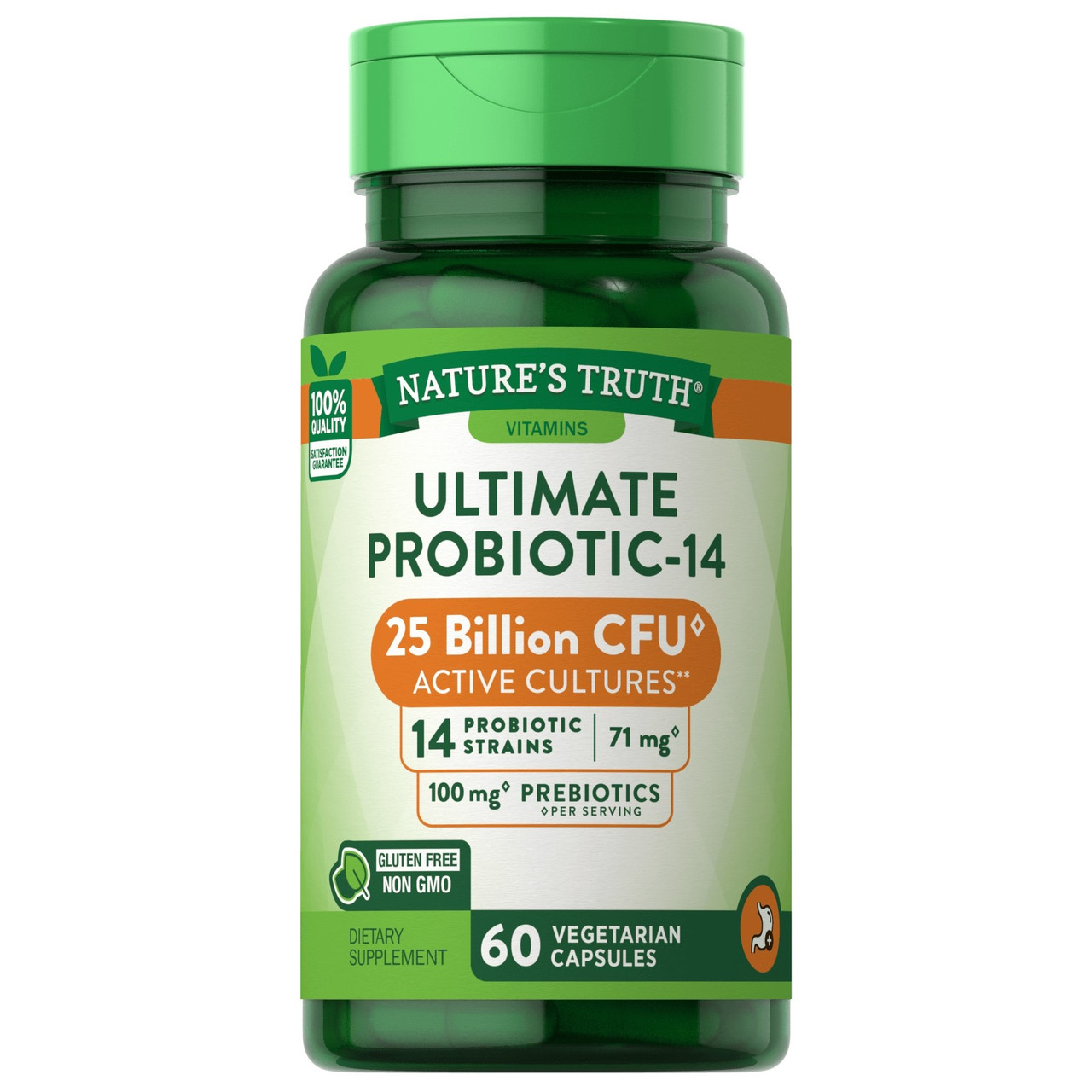 Пробиотик Nature's Truth Ultimate Probiotic-14 (25 биллион активных культур) 60 вегетарианских капсул - фото 2 - id-p1747749181