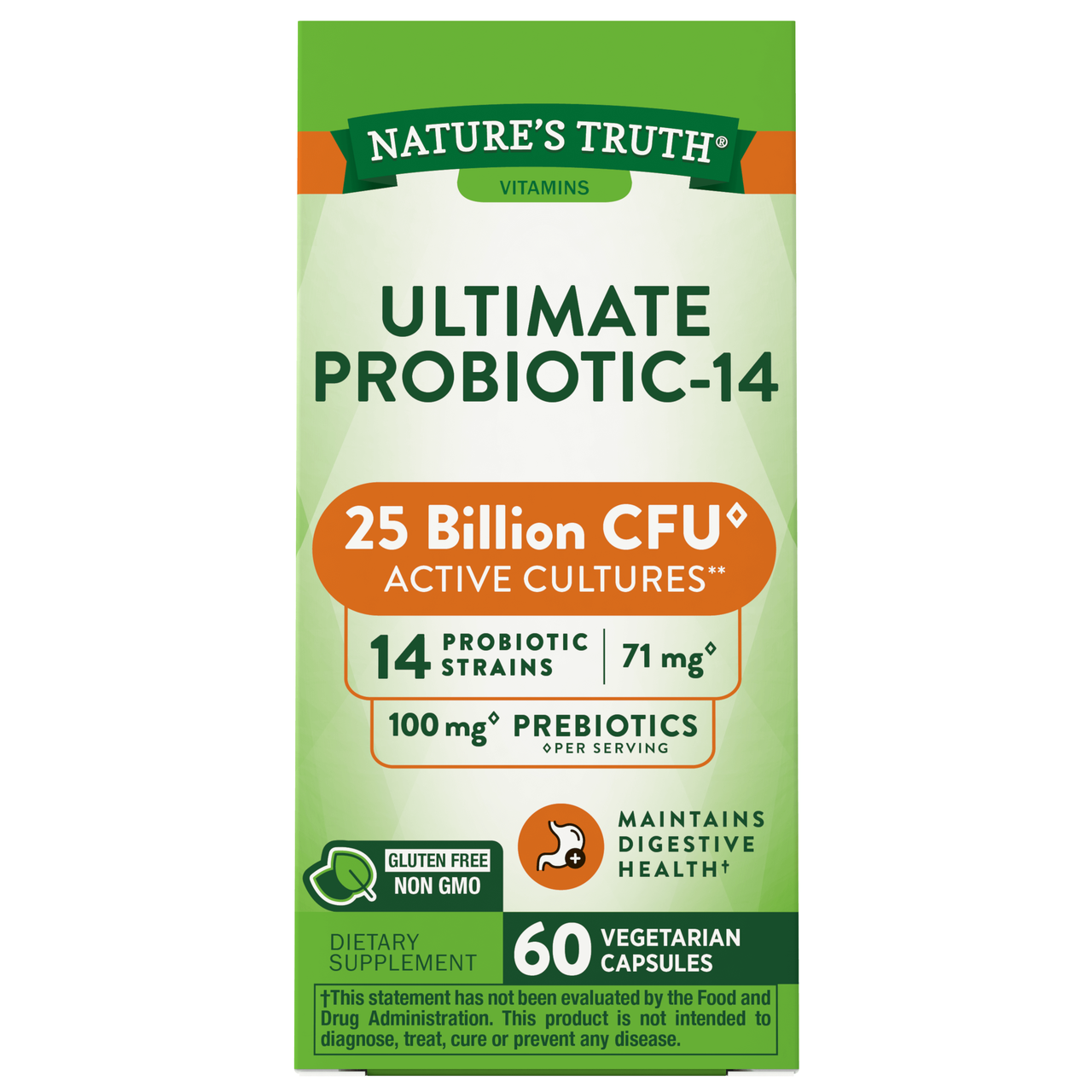 Пробиотик Nature's Truth Ultimate Probiotic-14 (25 биллион активных культур) 60 вегетарианских капсул - фото 3 - id-p1747749181