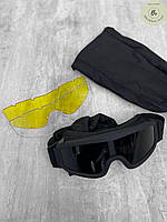 Тактические очки маска защитная Black / Военные защитные очки-маска для стрельбы со сменным стеклом(арт.13229)