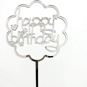 Топпер для торта HAPPY BIRTHDAY | Срібло