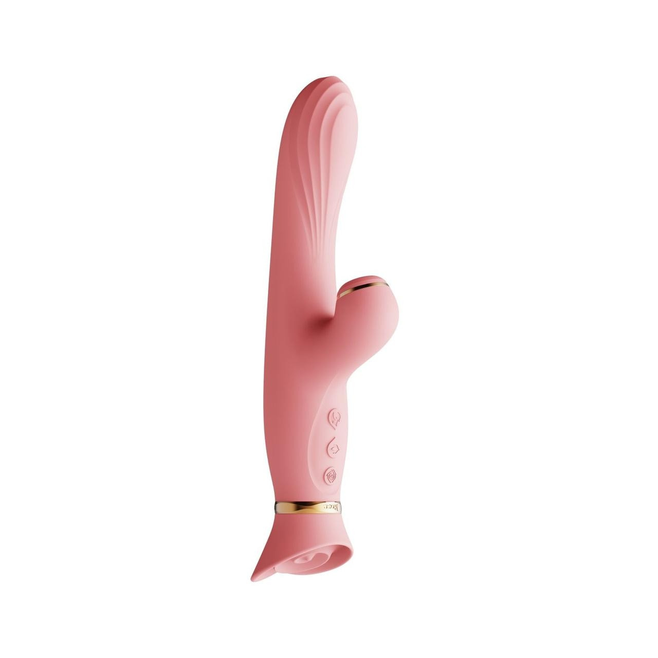 Вібратор з підігрівом та вакуумною стимуляцією клітора Zalo - ROSE Vibrator Strawberry Pink, 25х3,7 см.