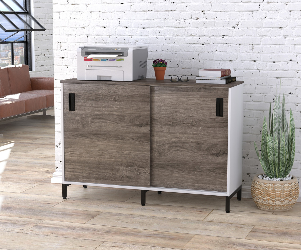 Тумба розсувна офісна LS-1200-830 LD Дуб Палена. Тумбочка для дому та офісу на колесах