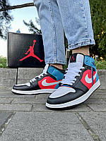 Кроссовки Nike Air Jordan 1 (красно-синие)