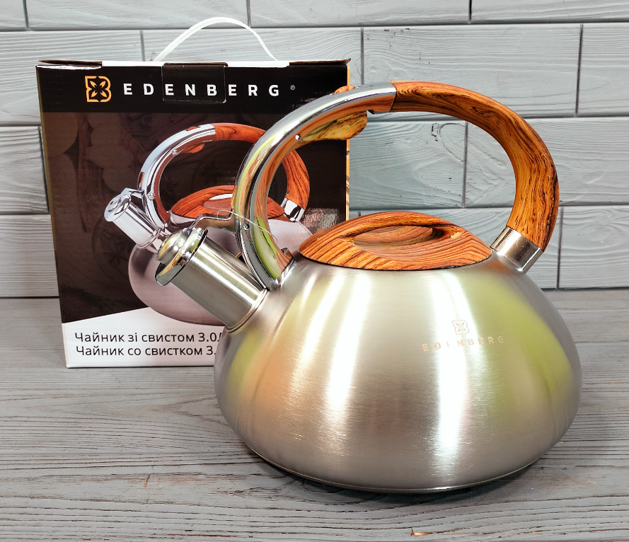 Чайник зі свистком із неіржавкої сталі 2,5 л Edenberg EB-2436W/Чайник для плити