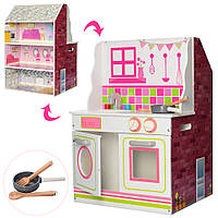 Кукольный домик (68 см) с мебелью 2в1 Bambi MD 2666 | Деревянный 3х этажный домик для кукол