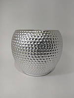 Горшок ШАР серебро 18х18х16 см керамический