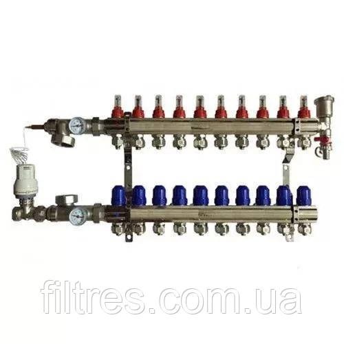 Коллектор Koer в сборе на 10 выходов (без насоса) с расходомерами и 1 ...