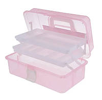 Трехуровневый контейнер (органайзер) для хранения и транспортировки инструментов Розовый