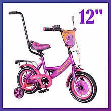 Дитячий двоколісний велосипед Tilly Monstro T-212211 пурпуровий 12 дюймів для дітей 2-5 років зростом 85-105 см
