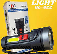 Потужний ручний світлодіодний акумуляторний ліхтар лампа Bailong BL-822 USB Charging flashlight, фото 3