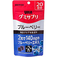 Жевательные витамины с черникой для зрения UHA Mikakuto