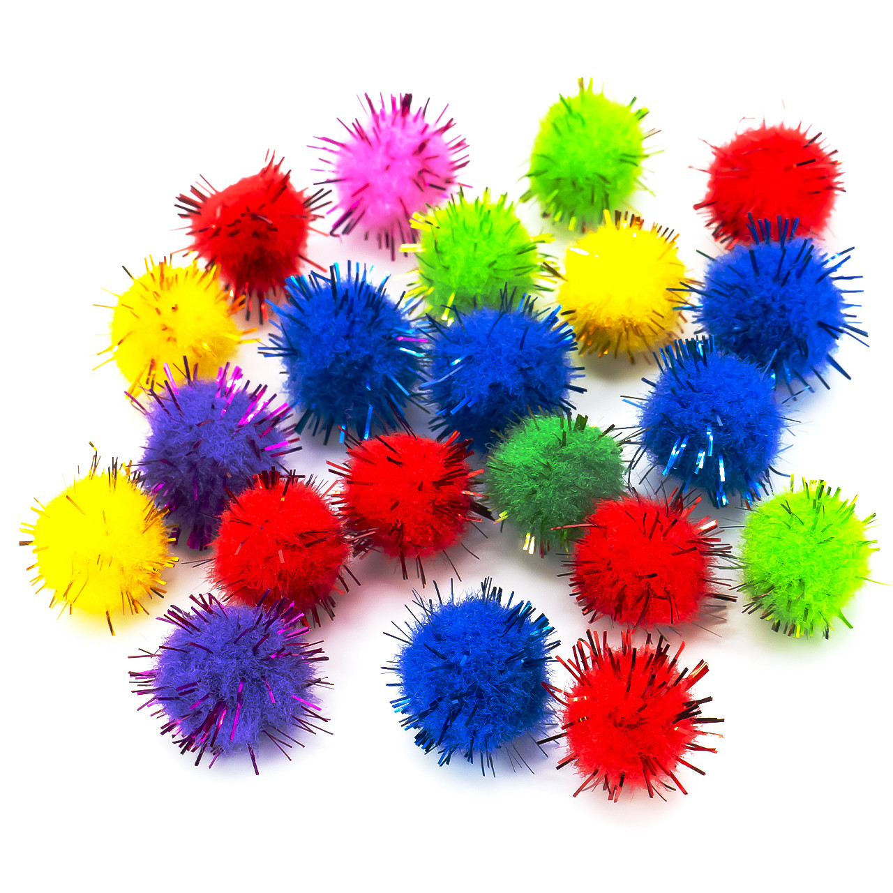 Помпони з люрексом декоративні для прикрашання 10 мм 100 шт. Різнокольоровий, фото 1