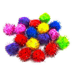 Помпони з люрексом декоративні для прикрашання 20 мм 75 шт. Різнокольоровий