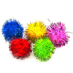 Помпони з люрексом декоративні для прикрашання 30 мм 50 шт. Різнокольоровий