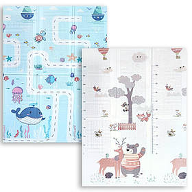 Дитячий ігровий килимок складний розвиваючий термоковрик двосторонній 1,8мх1,2мх8мм Підводна дорога+Зростомір 268