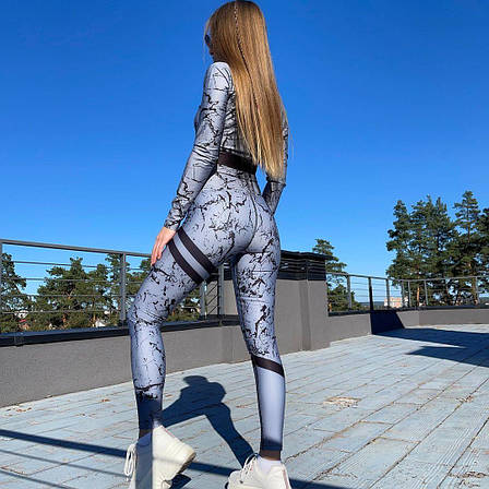 Лосини жіночі M, Мармур Сірий SuperStacy, фото 1