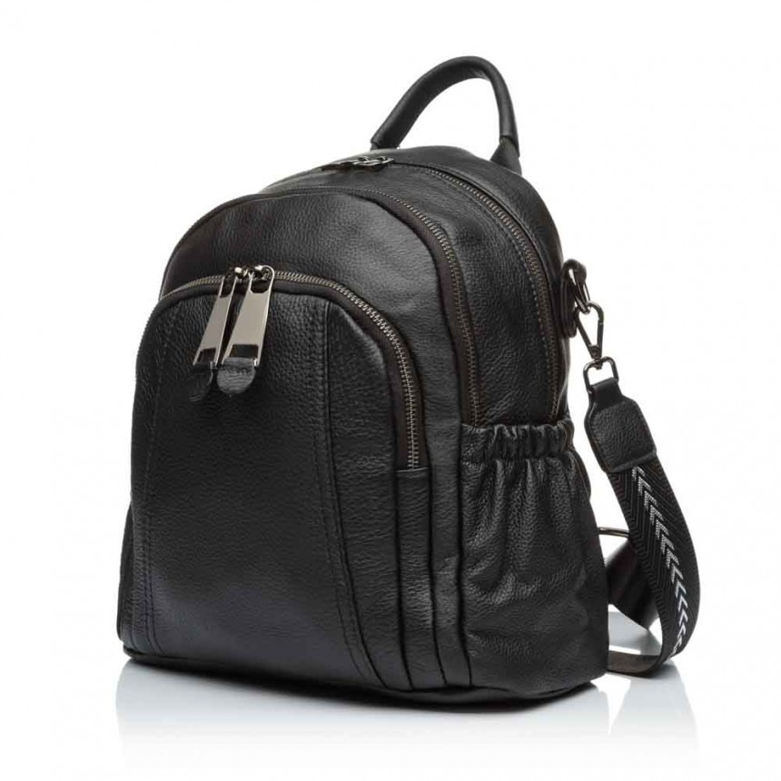 Черный рюкзак женский натуральная кожа Арт.990011 black Bags4life V.T.R. Італія