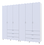 Распашной шкаф для одежды Гелар Doros 3+3 двери ДСП 2324х495х2034 мм цвет белый, фото 2