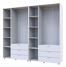Распашной шкаф для одежды Гелар Doros 3+3 двери ДСП 2324х495х2034 мм цвет белый