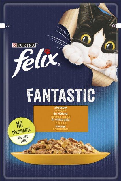 Вологий корм Felix Fantastic для кішок, з куркою в желе 85 г*26 шт.