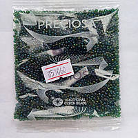 Бісер чеський Preciosa прозорий райдужний зелений 50г 10/0 51060