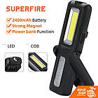 Ліхтарик SuperFire G12 5W+5W 2400 mAh USB, Powerbank, фото 5