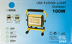 Ліхтар акум. метал. прожектор 100W USB 6х18650 4 режима №W808(18)