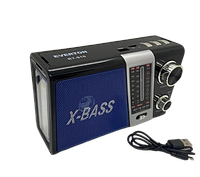 Акумуляторний радіоприймач BT EVERTON RT-816 з ліхтариком, Bluetooth FM USB SD