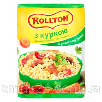 Вермішель швидкого приготування Rollton на домашньому бульйоні з куркою 60 г